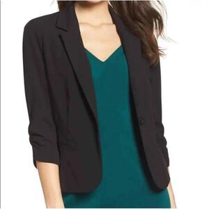 Eliza J Black Professional Single Button Stretch Blazer‎ Career Office Jacket XL